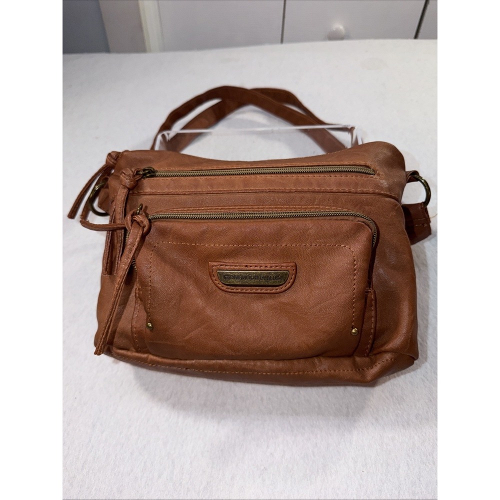 Stone Mountain Purse Vintage USA Tag Brown  Handbag Shoulder Bag‎